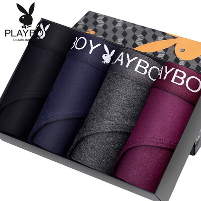 

Playboy mens underwear briefs 95 cotton underwear men loose breathable u convex waist elastic mens pants 4 strips 5859B multicolor XXL