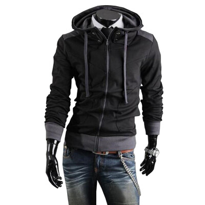 

Zogaa New Mens Hoodie Contrast Color Slim Hooded