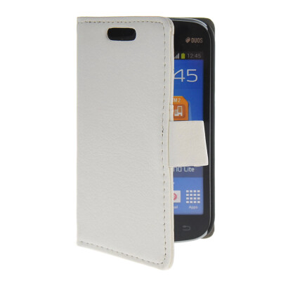 

MOONCASE Slim Leather Flip Card Pouch with Kickstand Shell Back Case Cover for Samsung Galaxy Trend Lite S7390 S7392 White