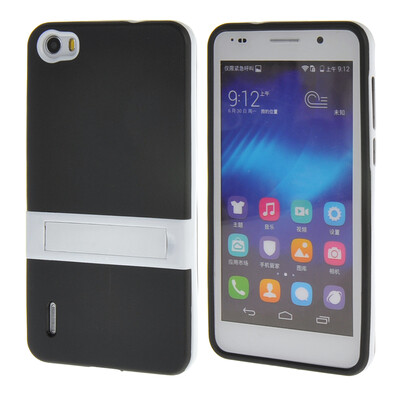 

MOONCASE Huawei 6 Case Jelly color Silicone Gel TPU Skin Slim With Stand Back Case Cover for Huawei Honor 6 Black
