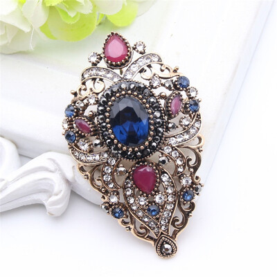 

старинные турецкие женщины цветок броши Pins старого золота цвет смолы broches брошь кулон двойной цели дамы этнических украшений
