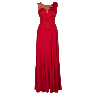 

CAZDZY Scoop Neckline Appliques Lace-Up A-Line Evening Dress