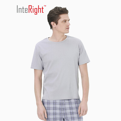 

INTERIGHT home service mens cotton short-sleeved shorts casual home service pajamas set navy blue