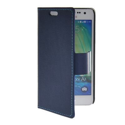 

MOONCASE Slim Leather Side Flip Wallet Card Slot Pouch with Kickstand Shell Back чехол для Samsung Galaxy A3 Blue
