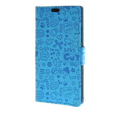 

MOONCASE Lovely pattern Leather Wallet Flip Card Slot Bracket Back Case Cover for Microsoft Lumia 640 Blue