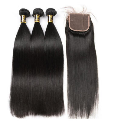 

Protea Straight Hair Bundles with Free Closure Unprocessed Brazilian Virgin Straight Human Hair 3 Bundles with Free Part