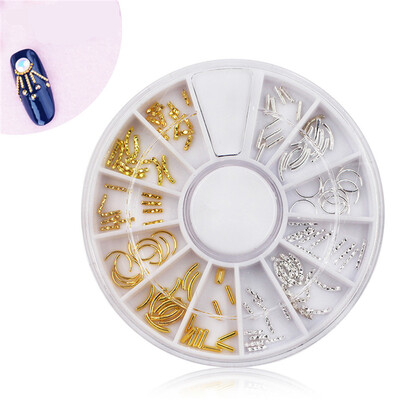 

Nail Rivets 3D Gold Nail Decoration Stripe Line Geometry Style Nail Studs Accessory DIY Manicure Nail Art Jewelry Wheel