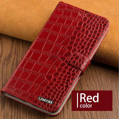 

Genuine Leather flip Case For iPhone 6 7 8 Plus X Crocodile Flat Texture Leather buckle phone cover