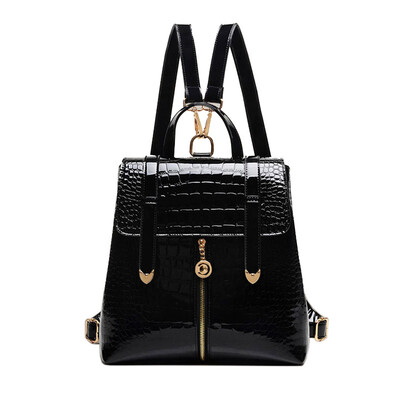 

School backpack Crocodile pattern Woman backpack Leisure retro bag leather handbag Travel shoulder bag