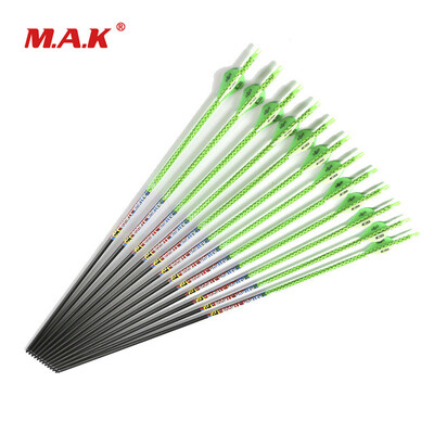 

12 шт. 30 дюймов Spine 300 Чистые угловые стрелы с заменяемым стрелком для 70 фунтов. Стрельба из лука.