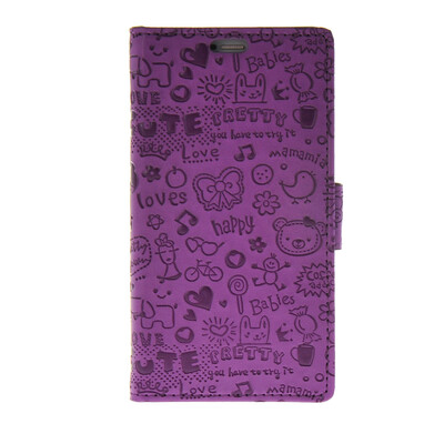 

MOONCASE Cute Little Witch Leather Side Flip Wallet Card Holder Stand Pouch ЧЕХОЛ ДЛЯ Huawei Ascend P8 Purple