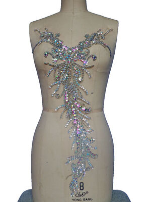 

Чистая ручная очистка AB цвет шит на Rhinestones applique crystal patches 58x28cm платье аксессуар