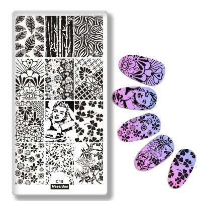 

1шт Nail Art Stamping Plates Set Bamboo Lace Flowers Рождественский дизайн Польский штамп Новые шаблоны прихода Маникюр C19