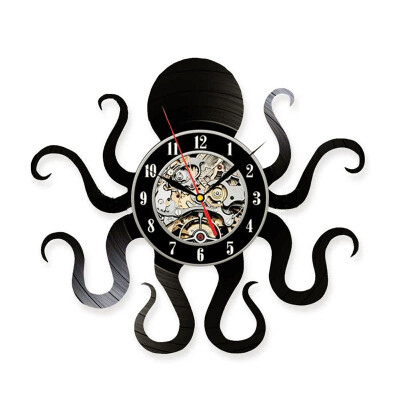 

Octopus Design Quartz Vinyl LP Record Wall Clock Kitchen Decorative Artwork