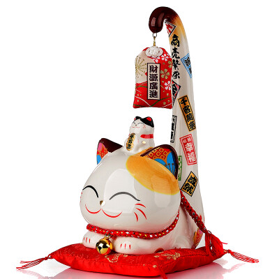 

Jingdong supermarket] Jinshi factory Lucky cat ceramic shop opening creative gifts home furnishings to send friends long-tailed cat SC6033