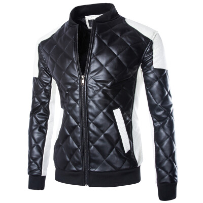 

Plus Size Men's Winter New Tide Washed PU Leather Collar Leather Fashion Warm Padded Coat