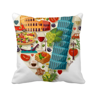 

Italy Heart Roman Theater Square Throw Pillow Insert Cushion Cover Home Sofa Decor Gift