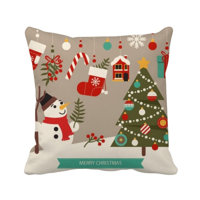 

Christmas Snowman Tree Gloves Festival Square Throw Pillow Insert Cushion Cover Home Sofa Decor Gift