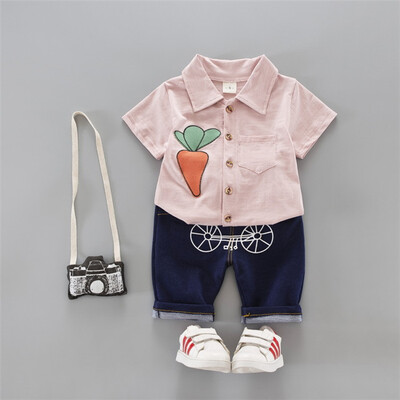 

baby boys summer clothes newborn children clothing sets for boy short sleeve shirts jeans cool denim shorts suit