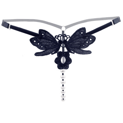 

Lingrou sexy lingerie sexy underwear thong sexy pearl T pants low waist adjustable size ladies transparent underwear