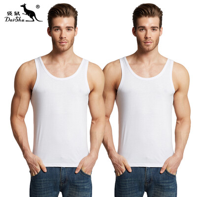 

Kangaroo DaiShu 2 pieces mens vest mens cotton casual sports tide mens vest bottoming shirt white white XL