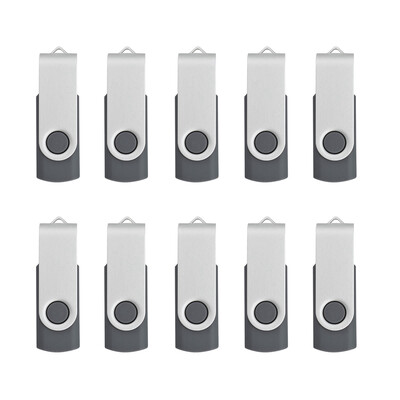 

Fillinlight 10PCS Pack Grey Swivel USB Flash Drive USB 20 USB Disk Flash Drive 360°Twist Drive