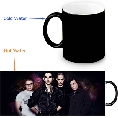 

Tokio Hotel 350ml / 12oz Heat Reveal Mug Color Change Чашка кофе Чувствительные морфинговые кружки Волшебная чашка для чайных чашек