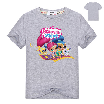 

2018 Brand New Shimmer And Shine T-Shirt для девочек Shimmer Shine Дети Футболки Топы Девочки Топы Дети Тис Рубашки хлопок Сгусток