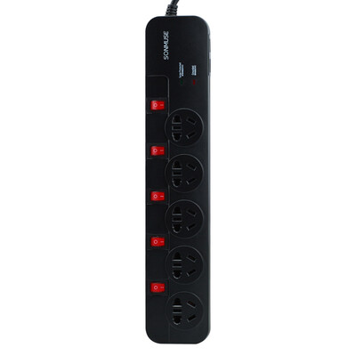 

Sound Muse SONMUSE GM-SE5NU Guardian Master Socket Plug-in wiring board row of lightning protection 1000mA dual USB charging length of 18 meters