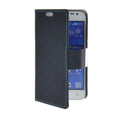 

MOONCASE High quality Leather Side Flip Wallet Card with Kickstand Case Cover for Samsung Galaxy Core Prime G3608 Dark blue