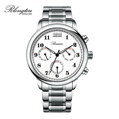 

RlongTou Wrist watch men super 101M-T-A Steel colored black face Arabia character steel strip