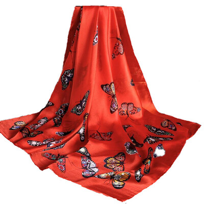 

Шарфы Wrap Shawl Silk-Satin Scarf Women Ladies Soft Long Printing(115 см * 115 см)
