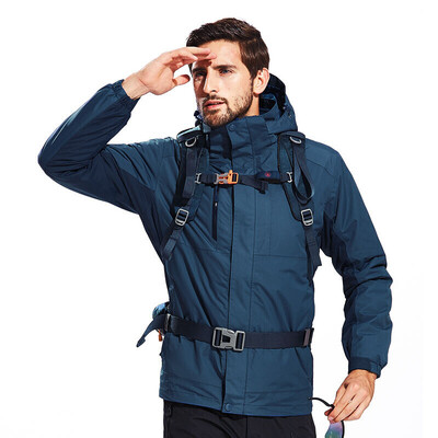 

Camel brand outdoor jacket two-piece three-in-one jacket waterproof warm P7W270706 iron gray blue ink blue L male