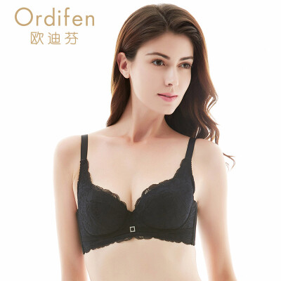 

Ou Difen thin section bra lace bra thin section sexy underwear women gathered bra XB7310 black 3680C