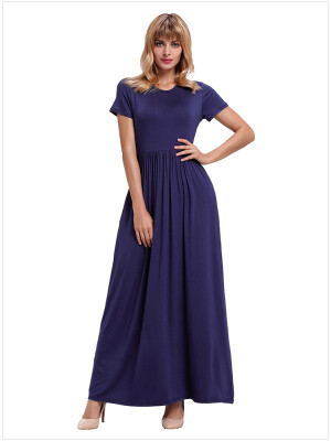 

Short Sleeve Ruched Waist Maxi Dress