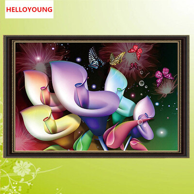 

DIY 5D Round Rhinestones Diamond Mosaic Dream calla lilies Diamond Painting Cross Stitch Diamond Embroidery Home Decor