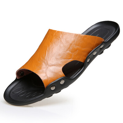 

2018 Summer New Style Fashion Leather Sandals Slip Large Size Sandals&Slippers Beach Shoes