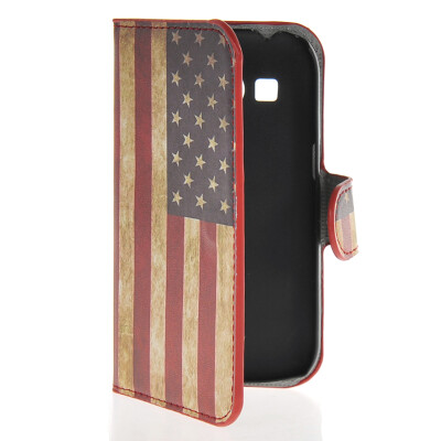 

MOONCASE U.S American Flag Leather Side Flip Wallet Card Slot Stand Pouch чехол для Samsung Galaxy Ace Style LTE G357