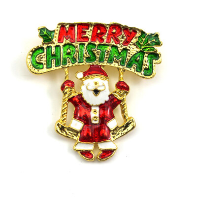 

Vanker Xmas Christmas Gift Santa Claus Shirt Decor Alloy Gold-plated Brooch Pin Swing Man Style