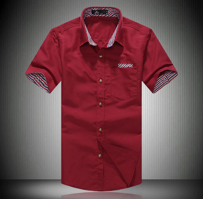 

2015 Summer Fashion Style Mens Plaid Collar Shirts Brand High Quality Short Sleeve Shirts For Men Cotton