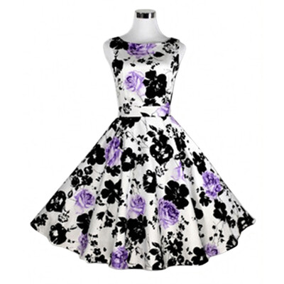 

CT&HF Women Elegant Temperament Silm Dress Fashion Printing Sleeveless Dress Korea Sweet Contracted Cotton Dress