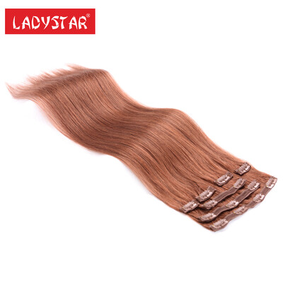 

LADYSTAR Клип в наращивании человеческих волос Чистые цвета Блондинки 100% Remy Человеческие волосы Зажимы для волос Remy 7 шт / с