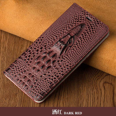 

Luxury Genuine Leather flip Case For Samsung S6 Edge S8 Plus Note 8 3D dragon head model Invisible magnet phone cover