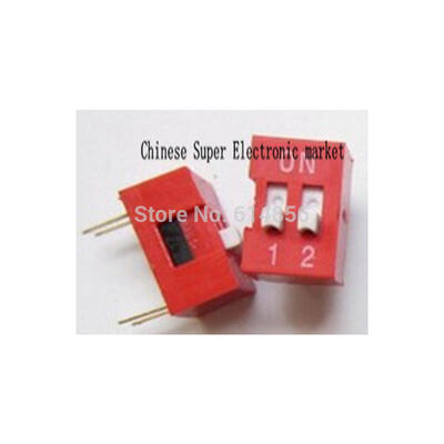 

200pcs 2P 2 Position DIP Switch 254mm Pitch 2 Row 4 Pin DIP Switch