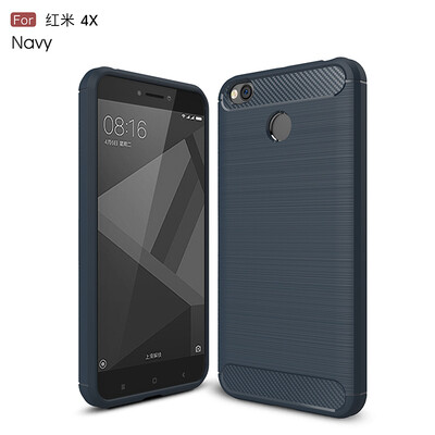 

Carbon fiber silicone case for xiaomi redmi 4X funda coque tpu brushed cover etui tok hoesje husa skal