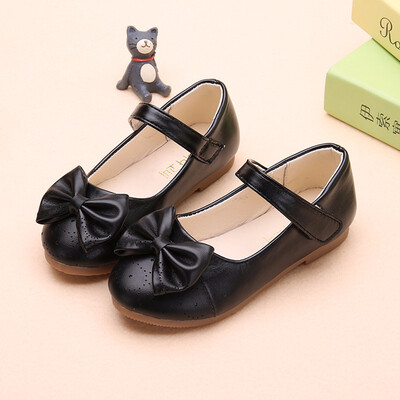 

Fashion Girls Shoes Soft PU Leather Medium Big Kids Flat Shoes With Bow-knot Children Princess Wedding Party Flats