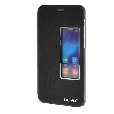 

MOONCASE Huawei Honor 6 чехол Тонкий окна Посмотреть Design Флип кожаный чехол Кронштейн крышки Вернуться Черный