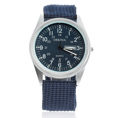 

ORKINA P1012 Mens Military Style Double Calendar Watches with Arabic Numerals Dial - Blue