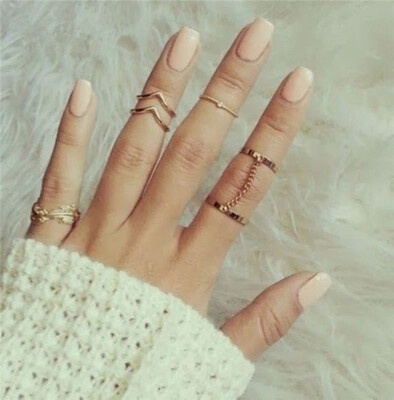 

MyMei Gold/Silver Tone Stack Above Knuckle Cute Leaves Crystal Midi Band Rings Set