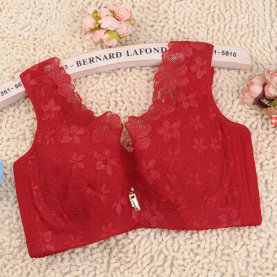 

Thin section thin fat mm without foam underwear vest type summer lace full bra Deep V Gather&adjust